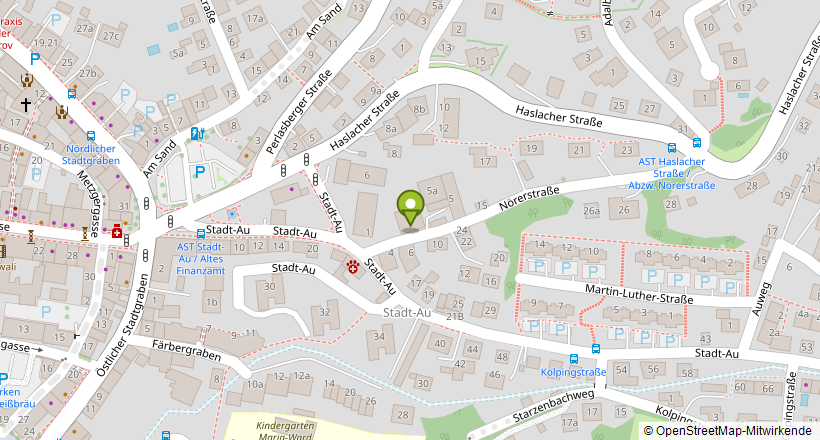 Kartenausschnitt mit dem Standort der Steuerkanzlei Simone Schröder, Nörerstraße 5, 94469 Deggendorf